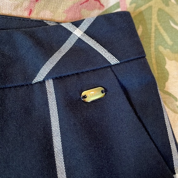 ESCADA Size EU 38 Plaid Stretchy Cigarette Chino Cotton Blend Naval Prep $295NEW - Picture 7 of 16